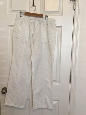 New York & Company Cream Wide Leg Drawstring Pants